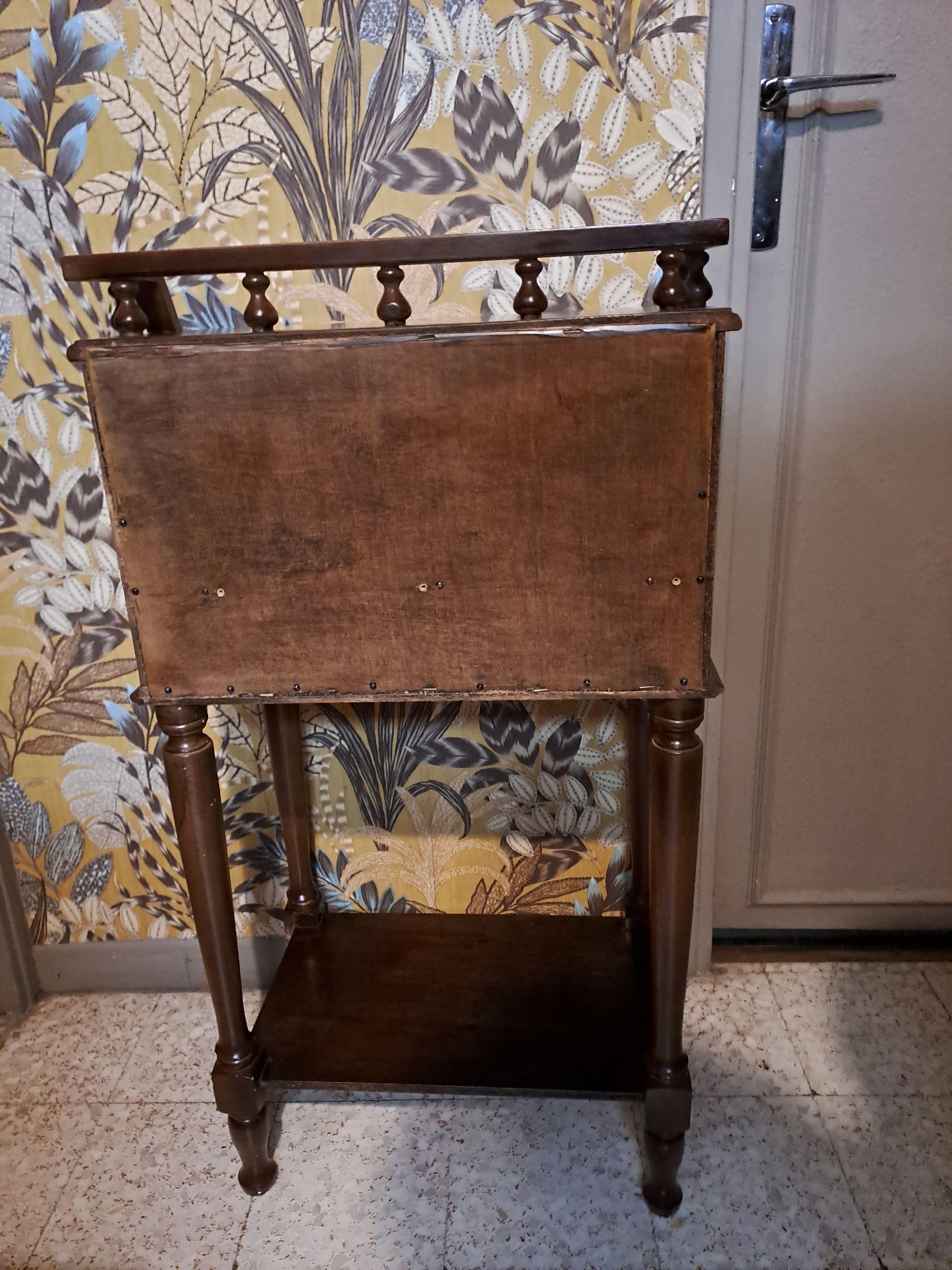 1980s console bedside table in brown varnished wood