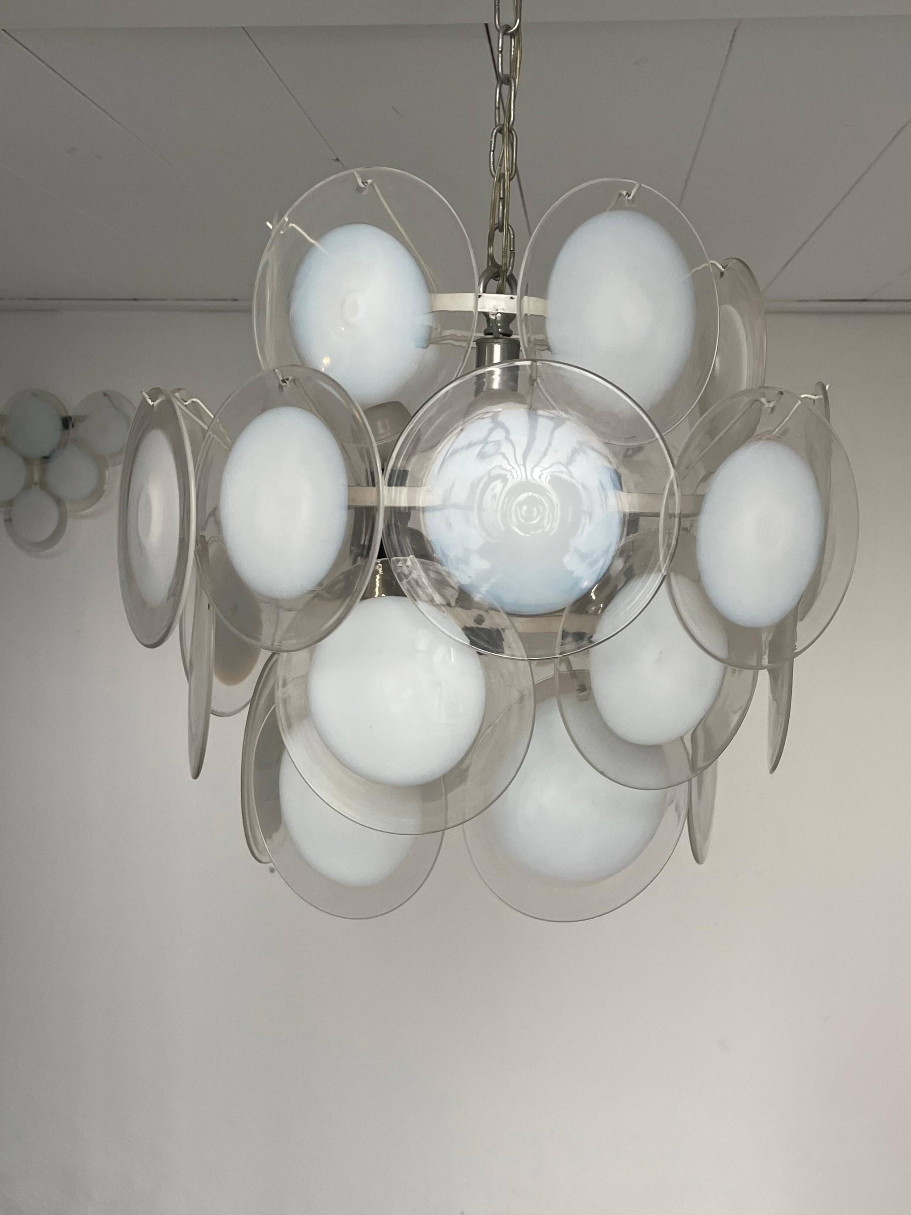 Vintage 1960s Murano Chandelier, Big Size, Dining Room Decorative Lamp, Vistosi