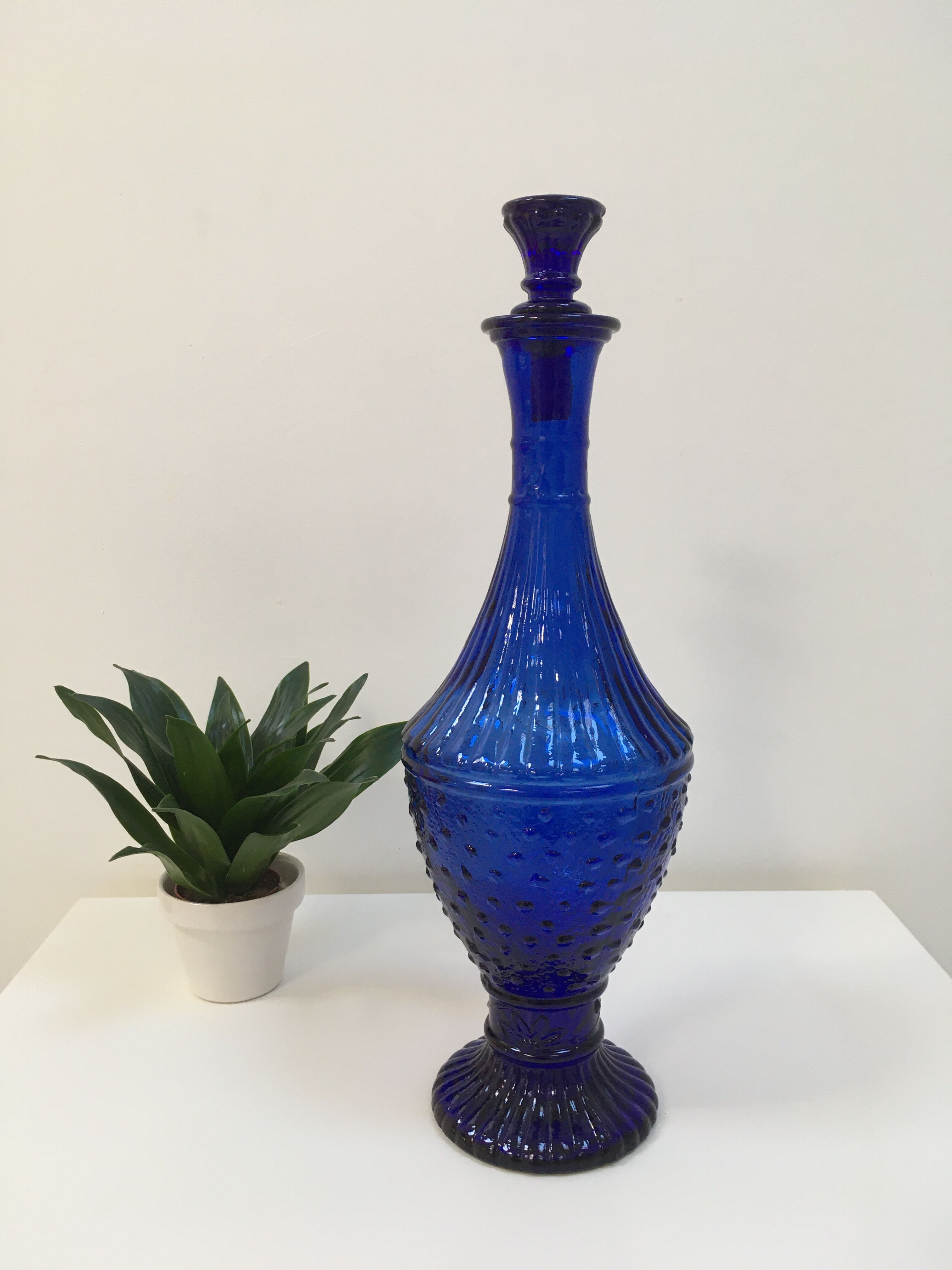 Cobalt blue glass Empoli style carafe