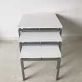 Modern white nesting tables from the 1960s