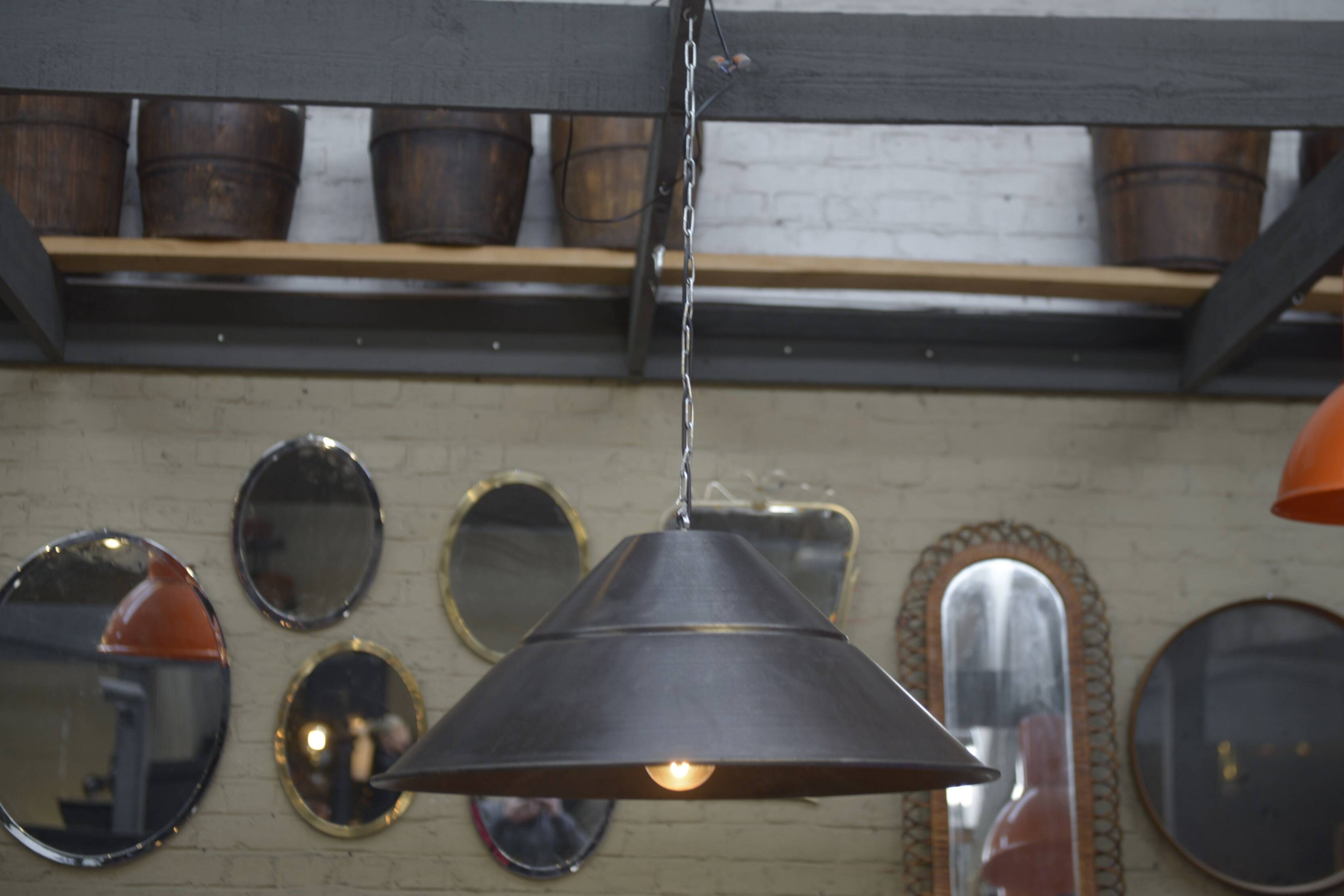 Bekaert large metal saucer pendant lamps