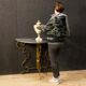 Console French half-moon of metal and marble