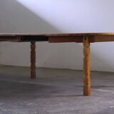 Vintage Danish brutalist oval extendable oak dining table in the style of Henning Kjærnulf, 1960s