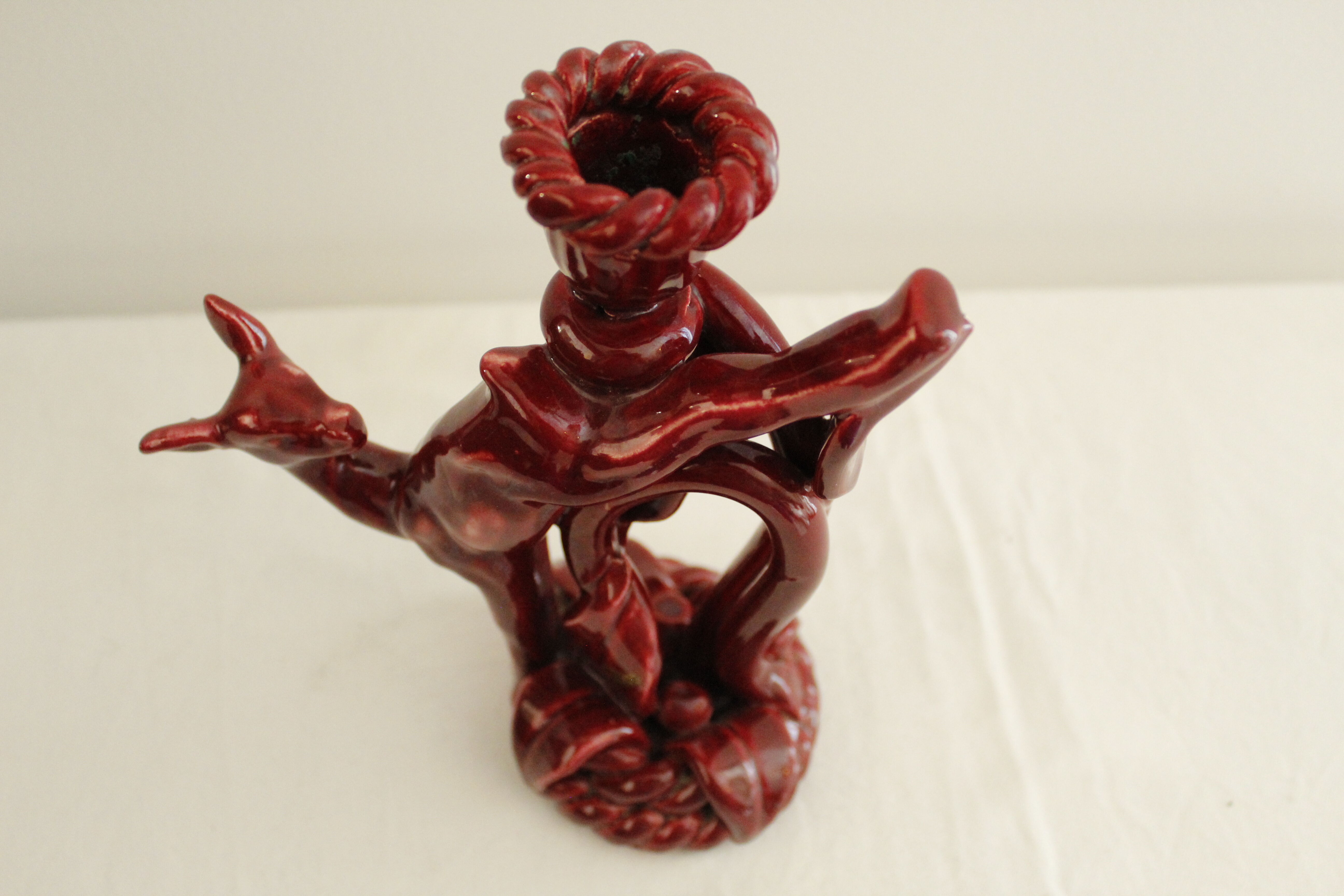 Vintage red ceramic candle holder - doe - "Nice"
