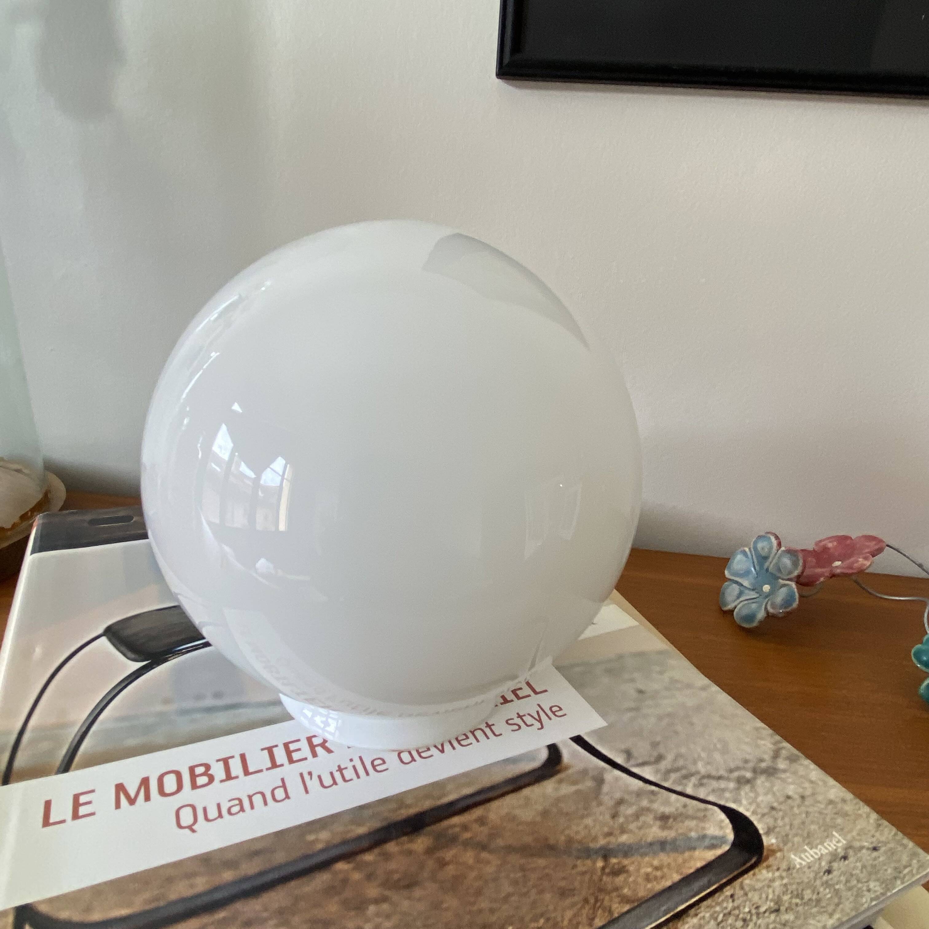 Antique opaline glass globe, 15 cm diameter for wall lamp chandelier.