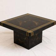 Vintage square black marbled coffee table with gold – central base