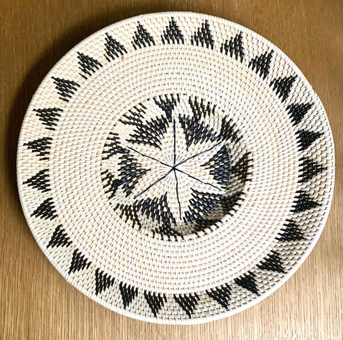 Round ethnic Balinese rattan tray