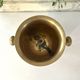 Cloisonne Ice Bucket, Vintage French Peach Enamel Pheasant Floral Desi