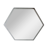 Miroir hexagonal vintage, métal chromé, France 1980