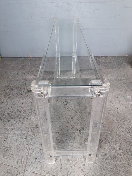 Glass console and plexiglass 1970