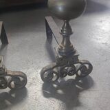 Pair of bronze and steel chenets XIX Holland