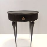 Table d'appoint, table de chevet ovale en hêtre noir ébénisé, Italie