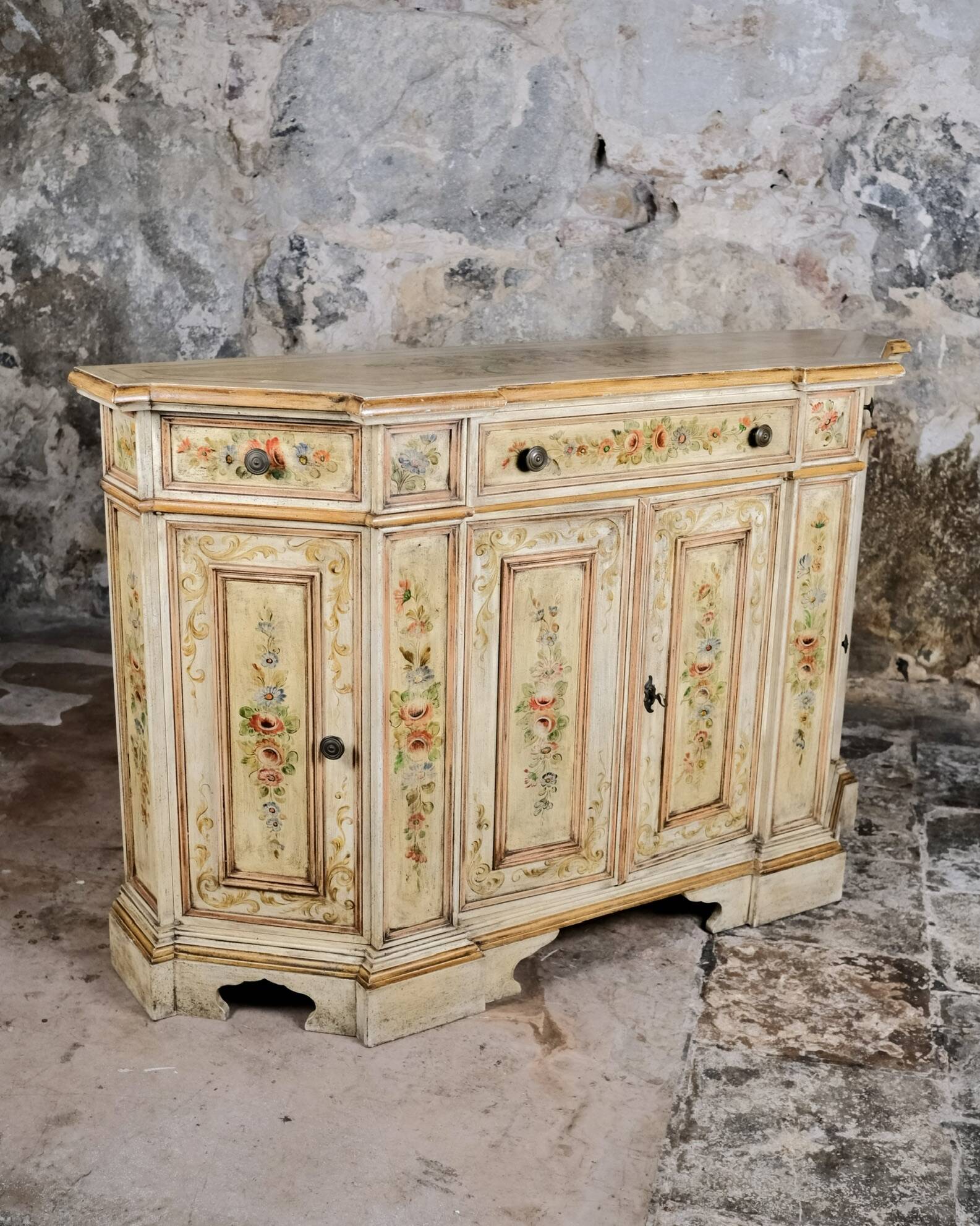 Hand-painted Venetian-style sideboard, mid-20th century