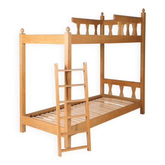 Solid wood bunk bed by Guillerme and Chambron, 1960, France