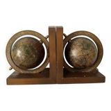 Vintage world map bookends terrestrial globes