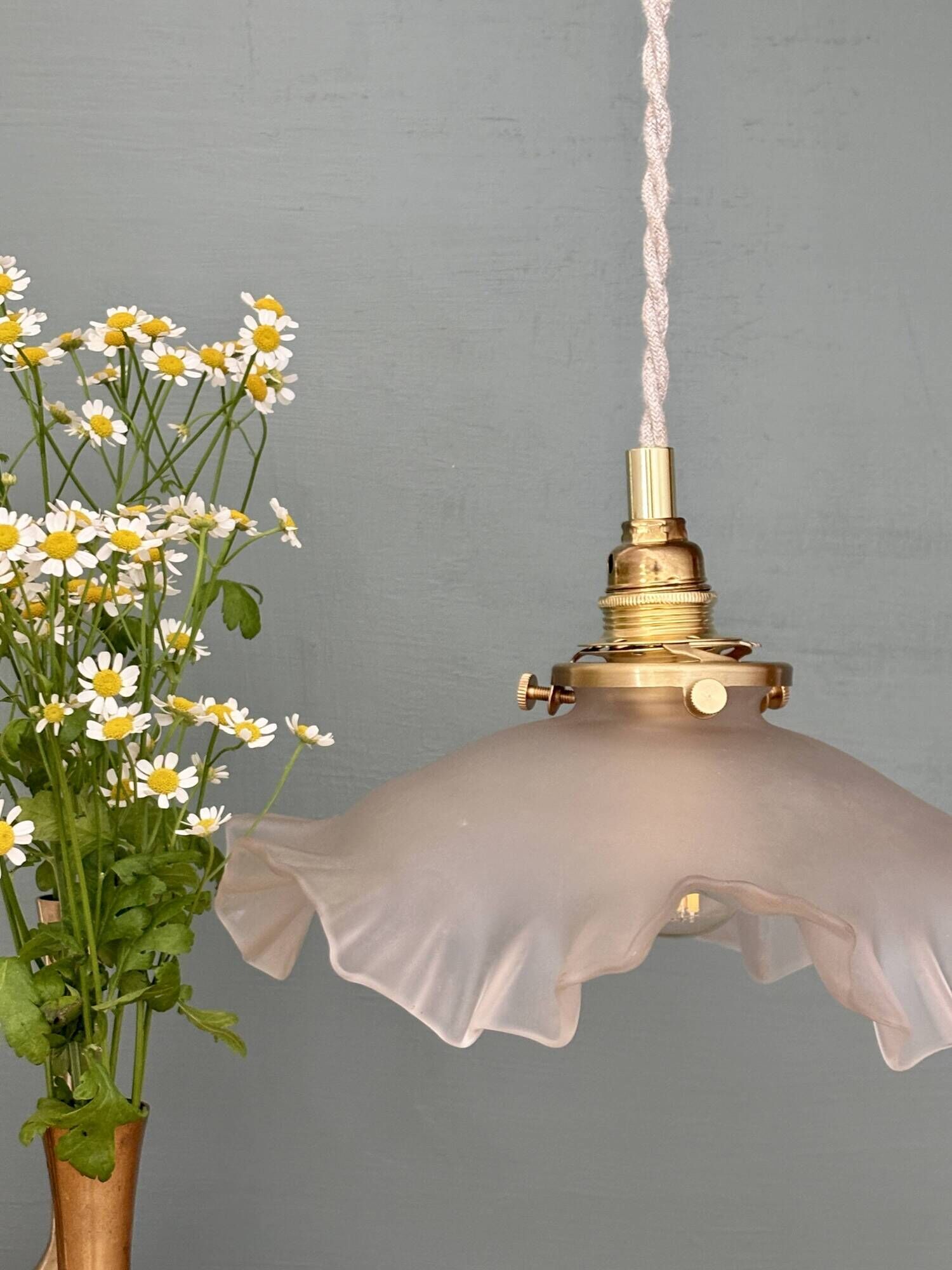Suspension vintage lampshade in frosted glass (DEP01)