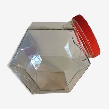 Vintage glass-shaped, faceted jar for confectionery