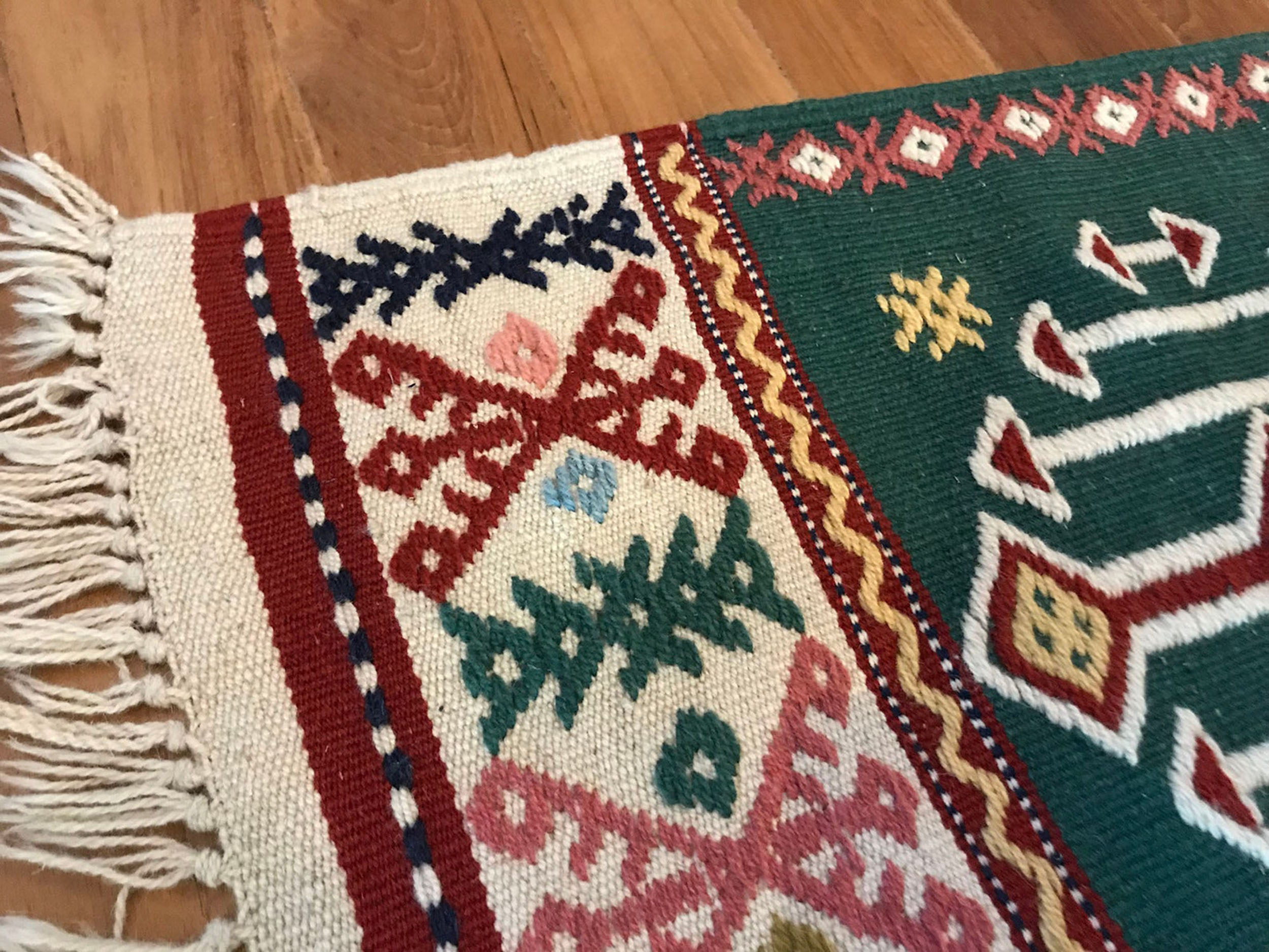 Handmade kilim runner rug with traditional design