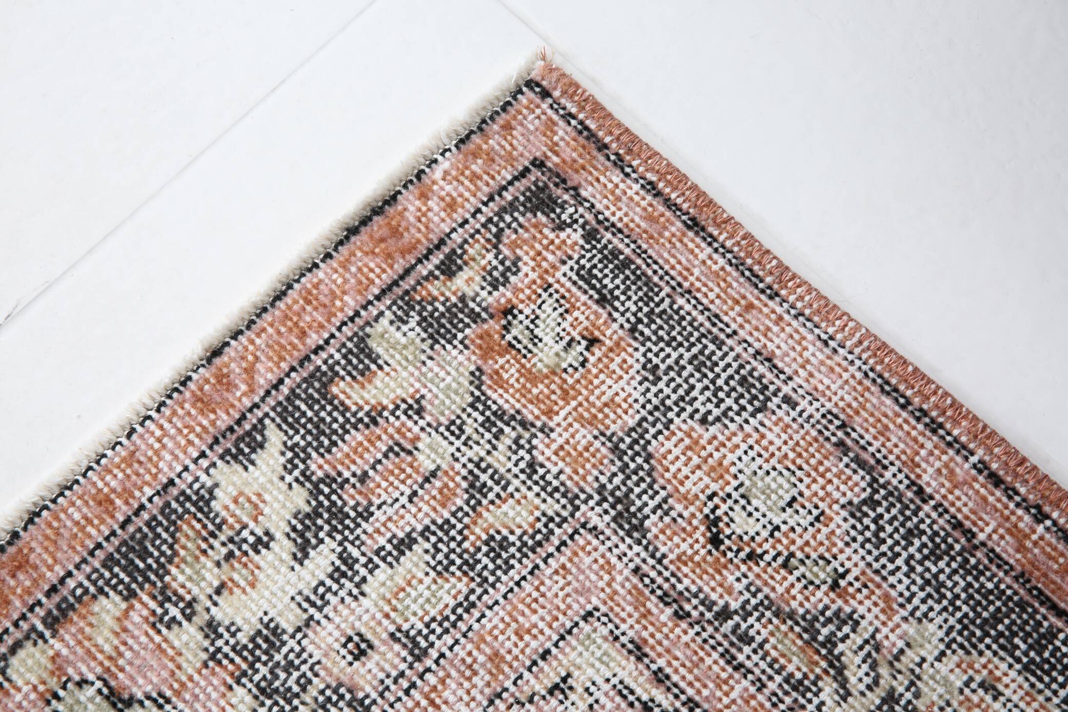 4x7 Antique Brunt Orange Brown Turkish Vintage Rug, 113x202Cm