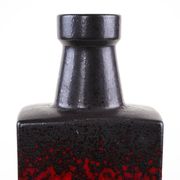 West Germany ceramic vase in black and red, glazed pottery from the 1970s