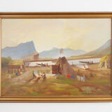 Painting „The Riverside Camp”, Scandinavian design, 19th century, by Vilhelm Oskar Engström