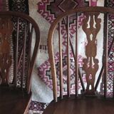 Set of 6 mid century solid oak lyre-back Windsor chairs, 1960s