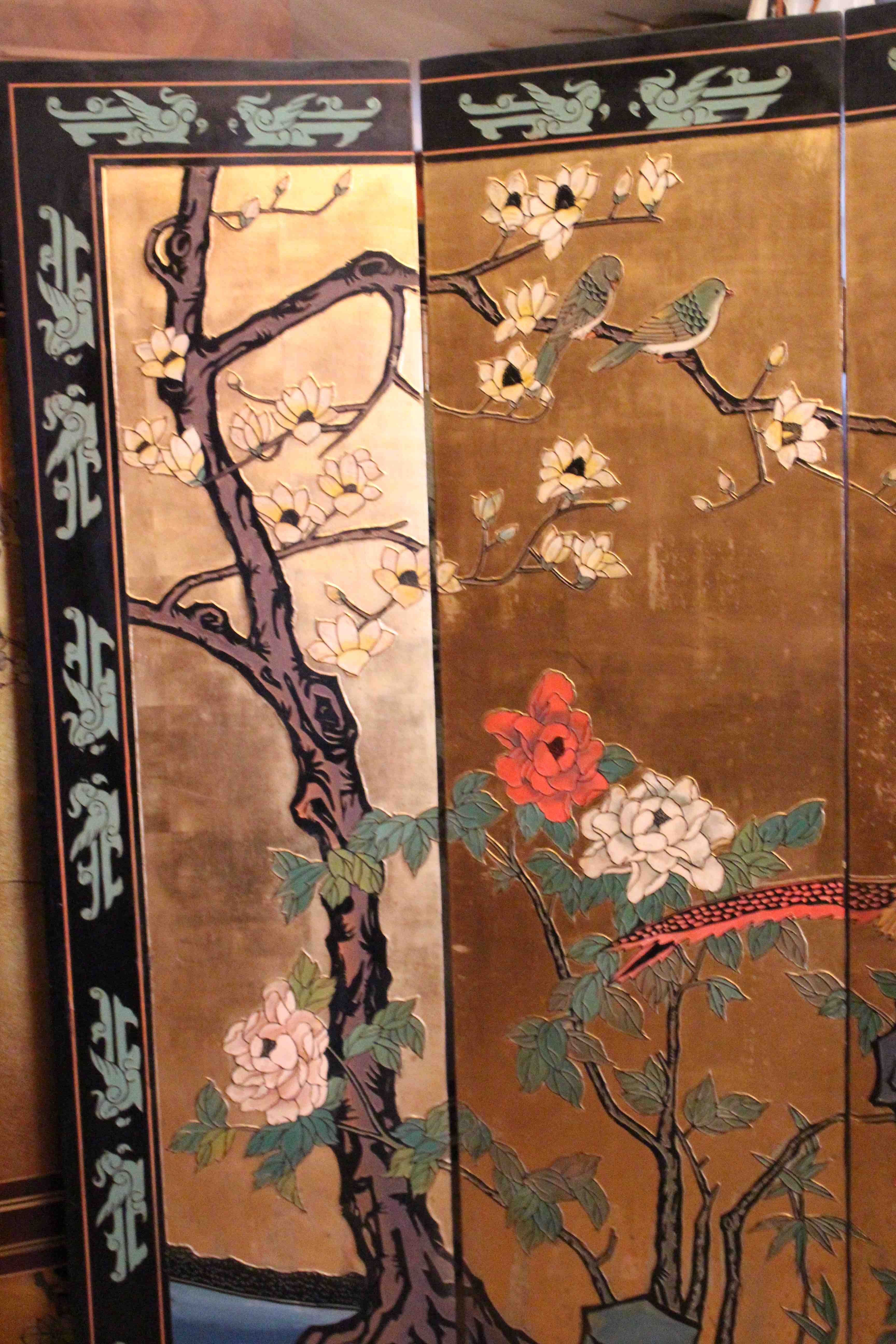 4-leaf screen lace-up decoration Far East Japan type Coromandel