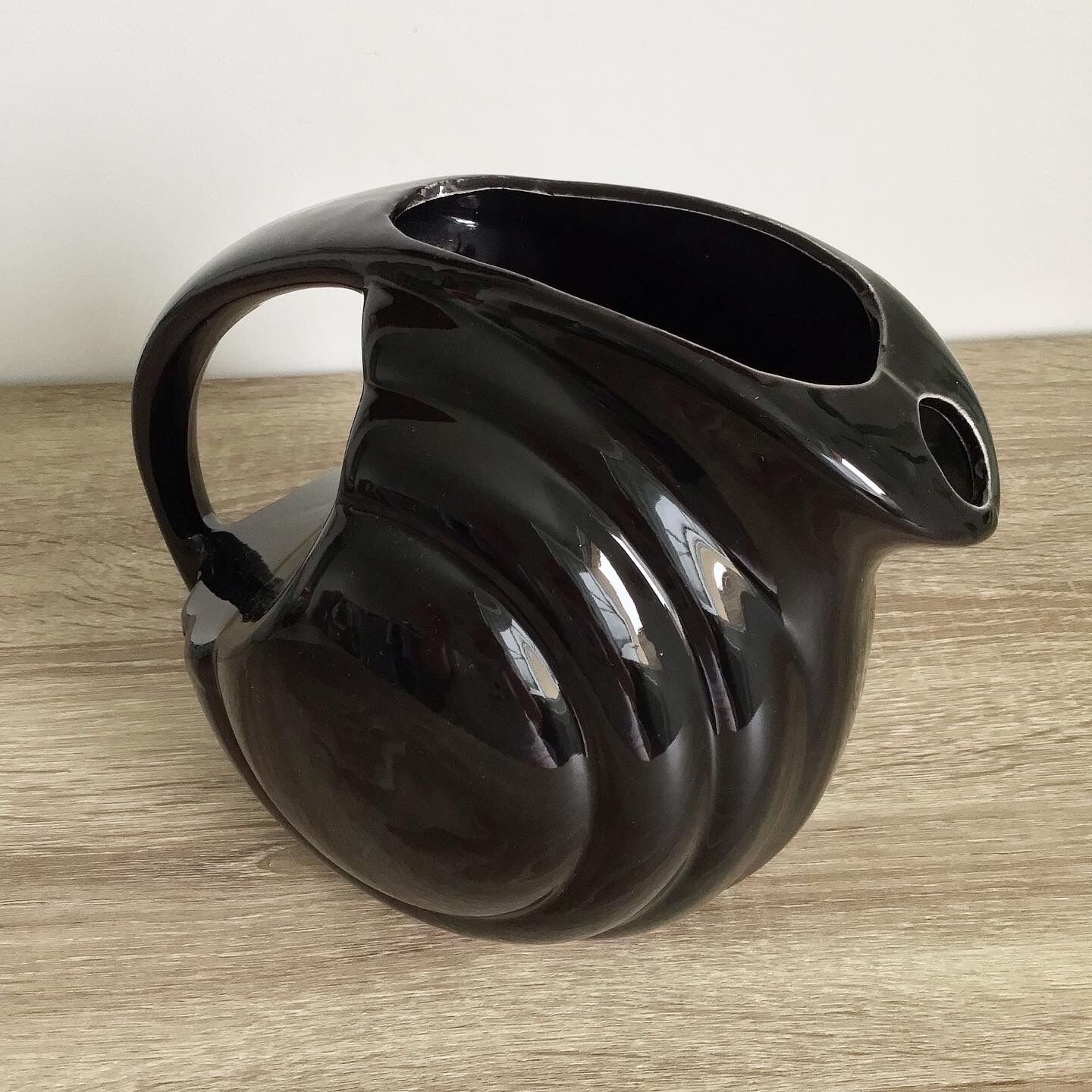 Vintage black ceramic pitcher art deco style