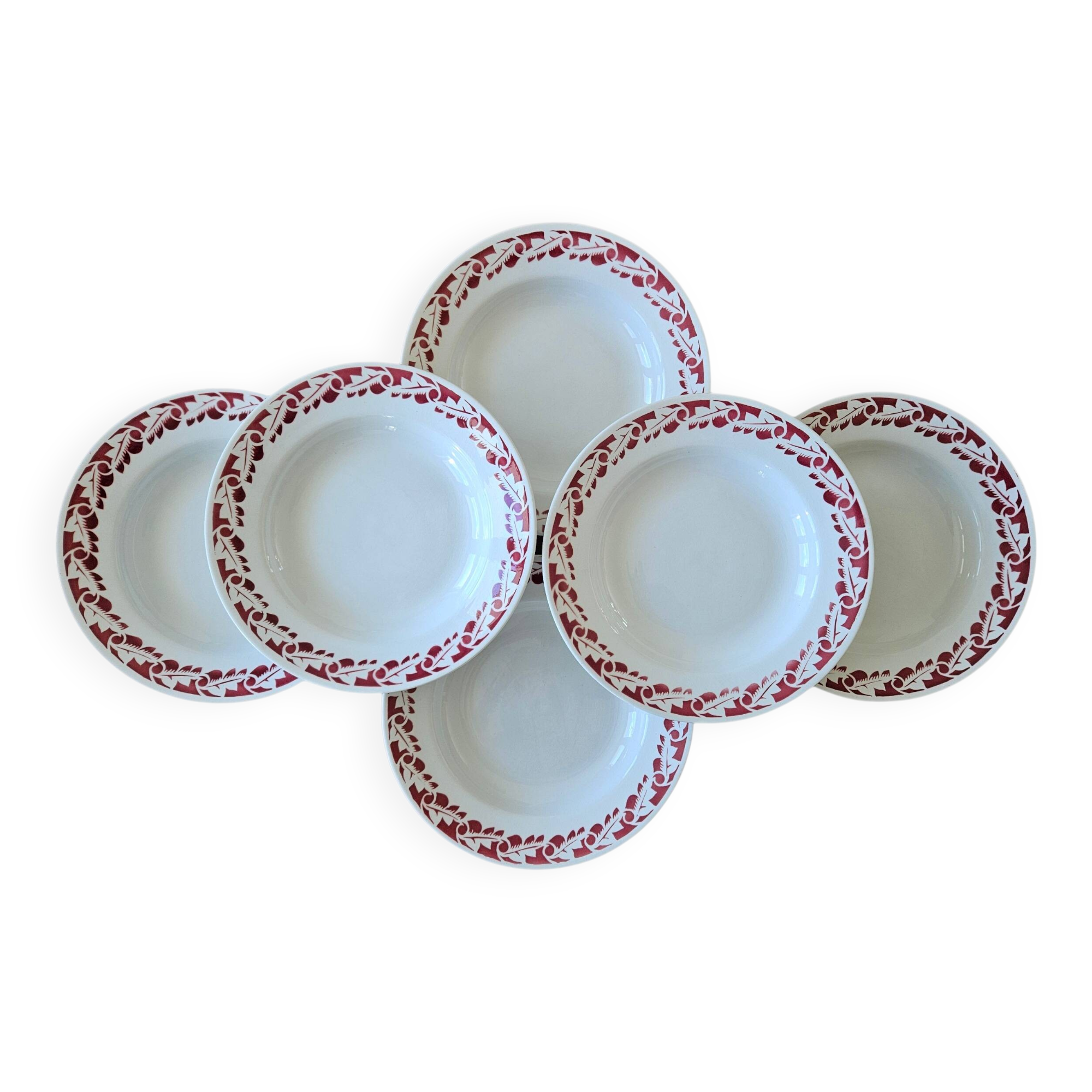 6 large antique deep plates in Saint-Amand earthenware (Nord)