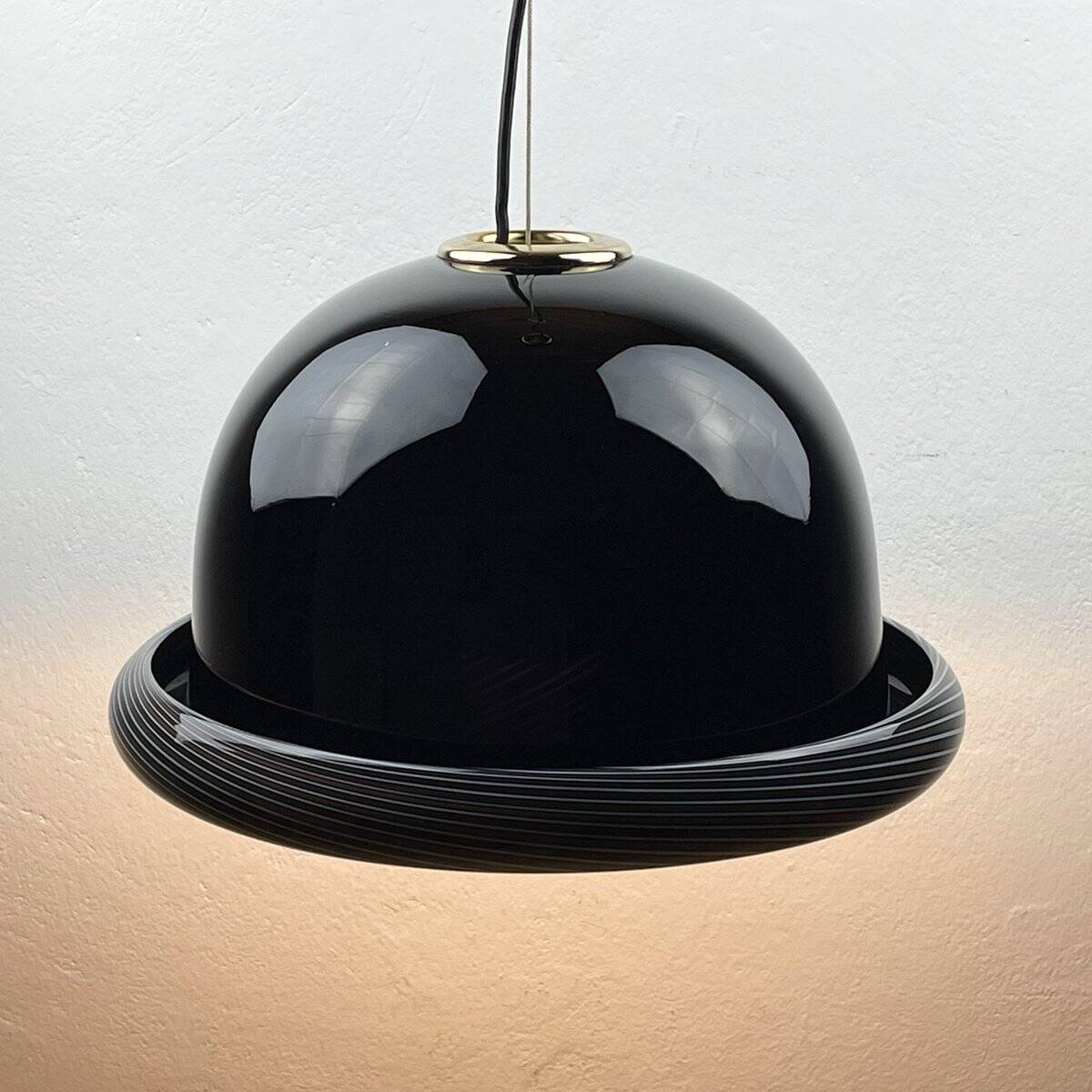 Vintage Italian black Murano pendant light, 1960s.