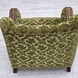 1950s, Danish relax chair, furniture velour, oak wood.