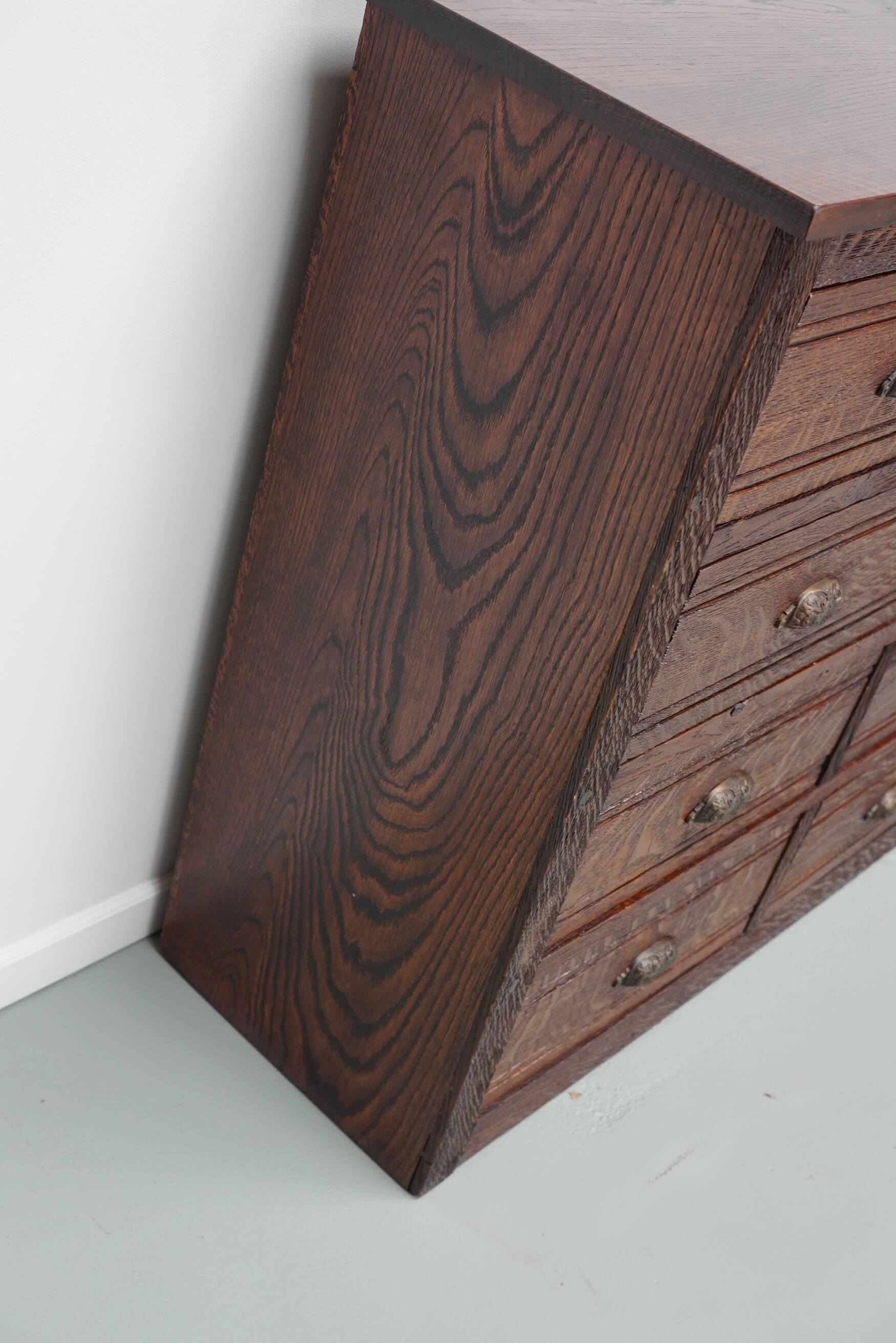 French Restored Oak Hardware Store Apothecary Cabinet, 1920/1930s