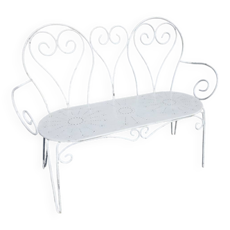 Ancienne banquette de jardin en fer forgé massif