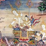 Ensemble de 3 peintures thaïlandaises, Rattanakosin, XIXème siècle