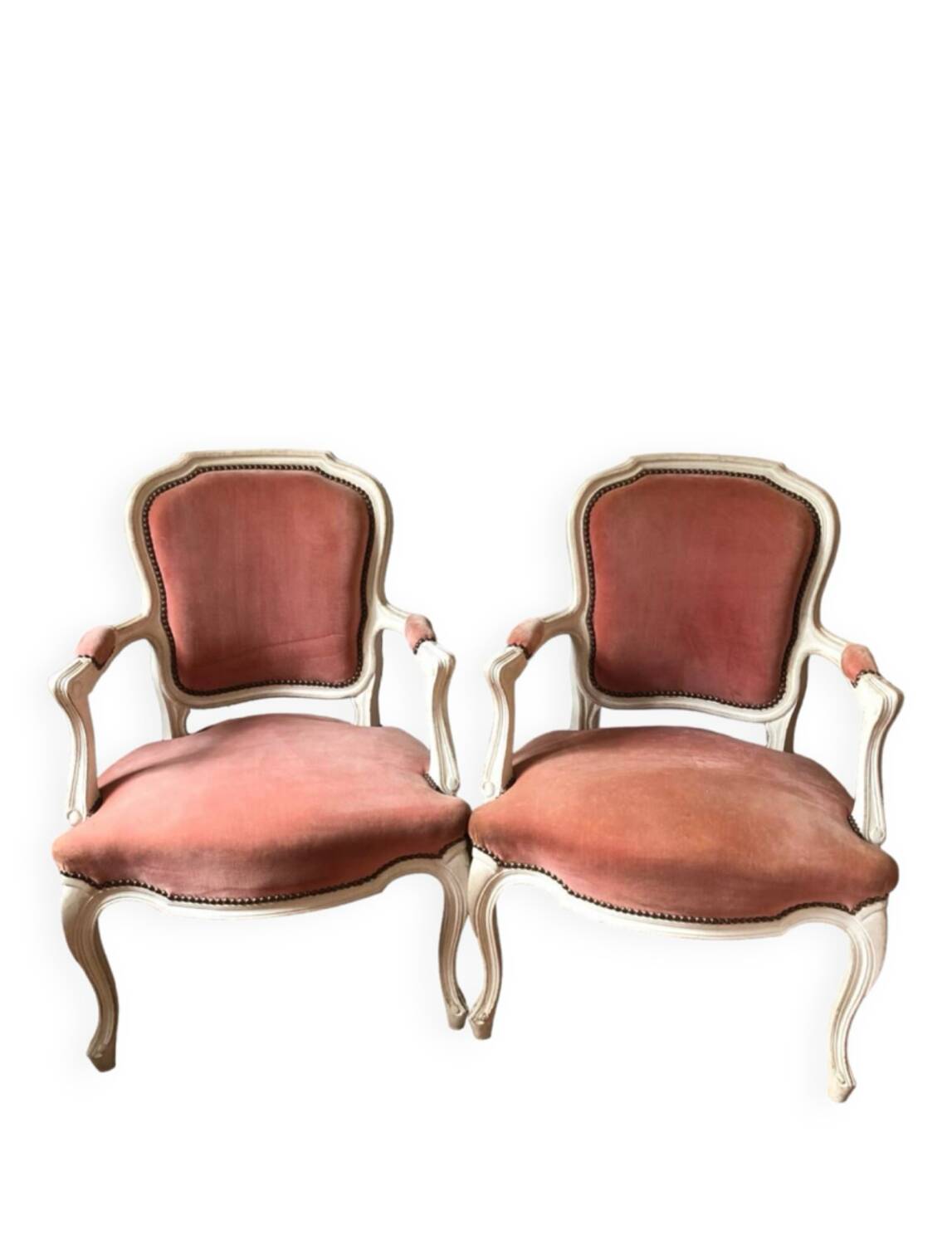 Pair of Louis XV style cabriolet armchairs