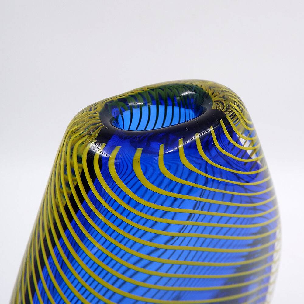"Twist" blue vase with yellow twist
