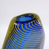 "Twist" blue vase with yellow twist