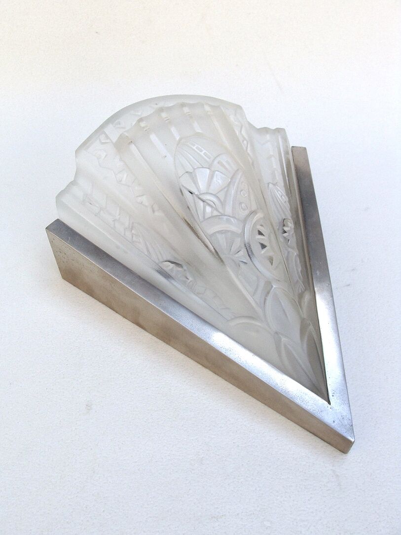 Art deco pressed glass sconce