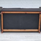 1970s, Danish 2 seater sofa, original condition, furniture leather, solid teak wood.