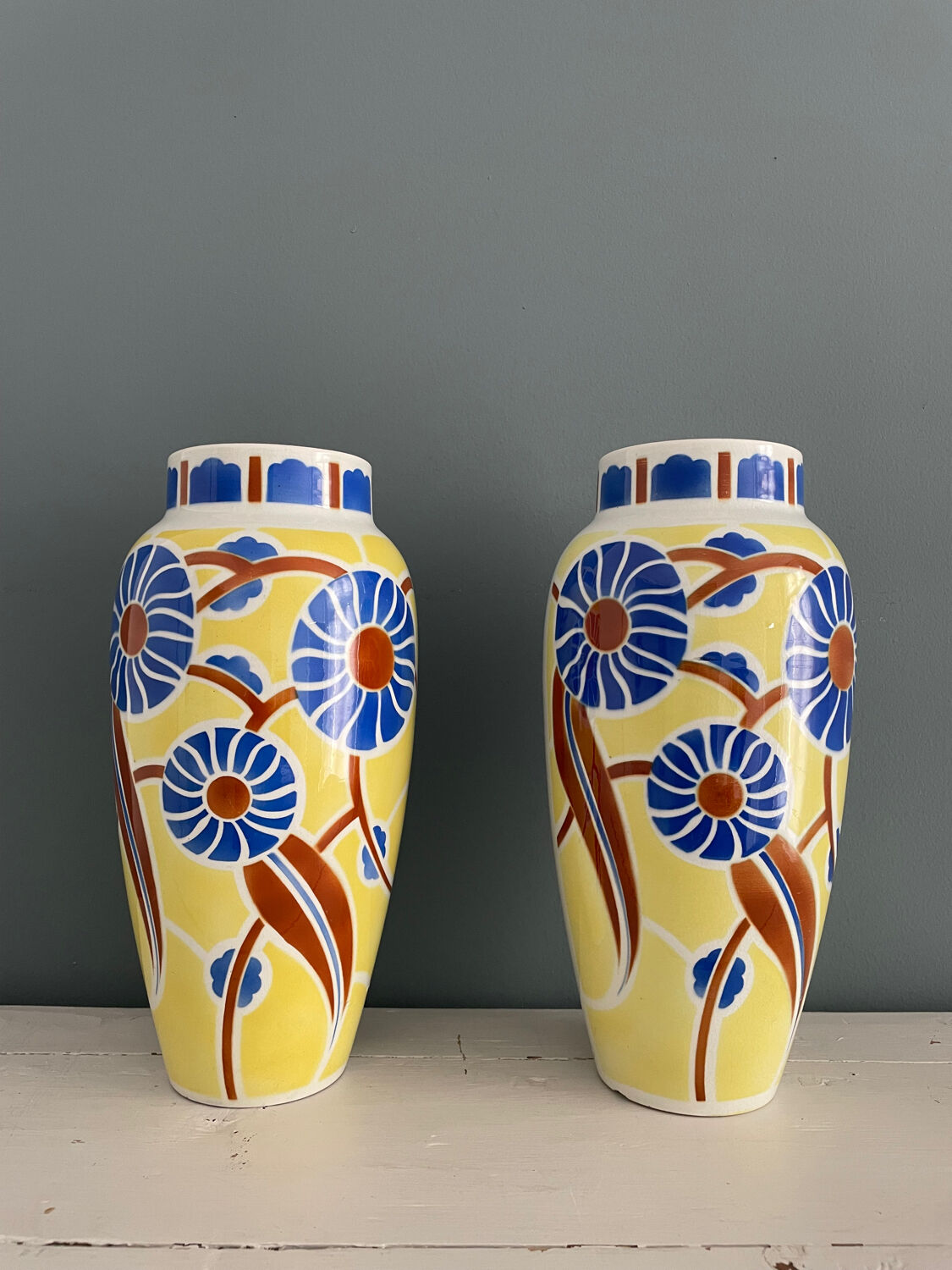 Pair of Art Deco vases, Lunéville France, circa 1930 | Selency