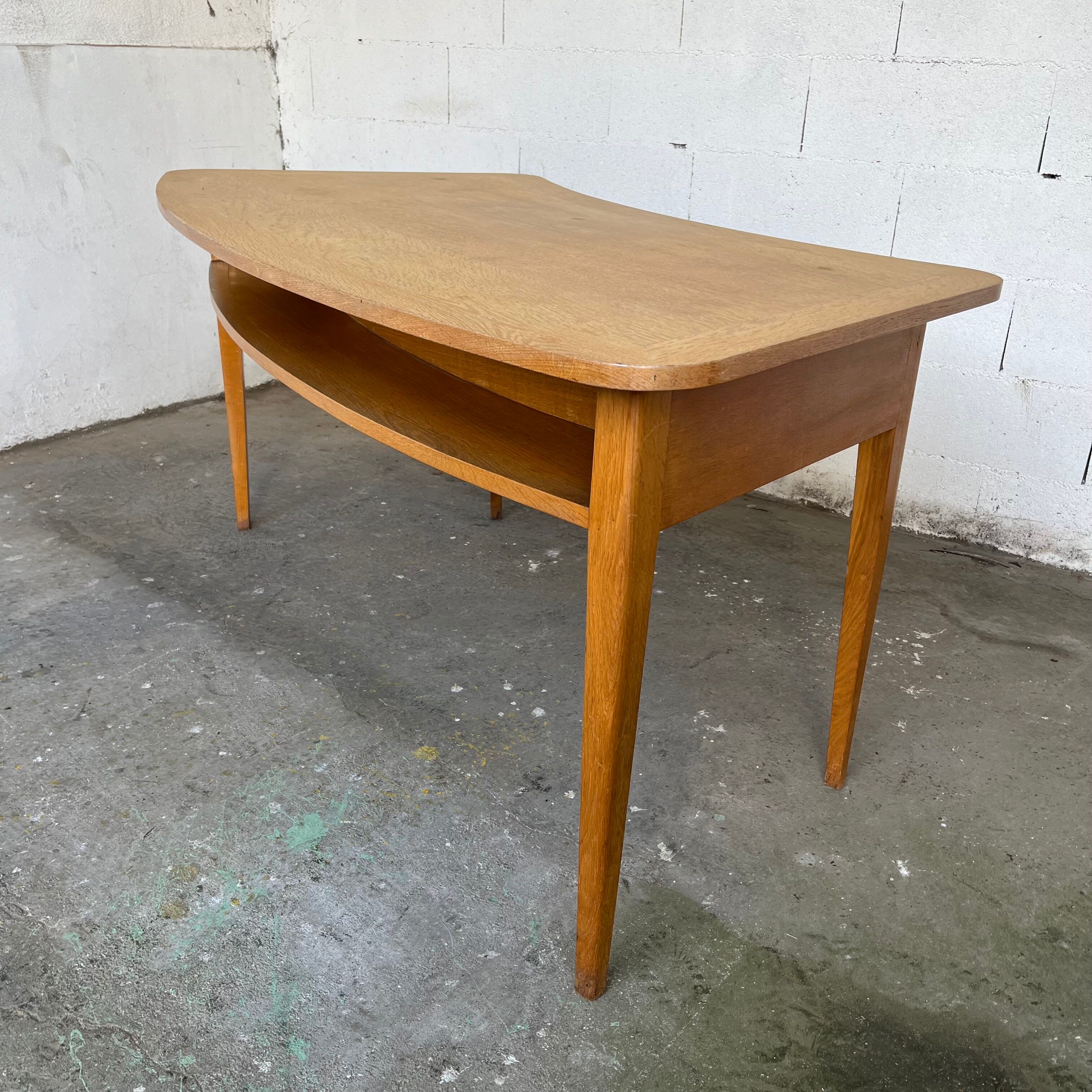 Curved oak desk - 40s