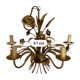 Hans Kögl-style 6-arm chandelier in gilded metal, 1970s, with two wall lights
