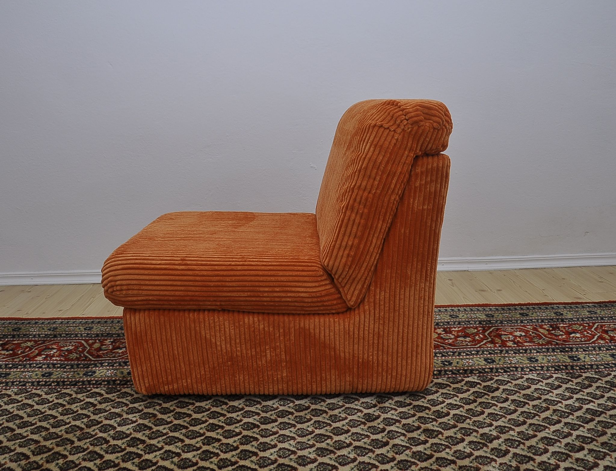Orange corduroy Modular sofa from the 70's, 4 pieces