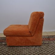 Orange corduroy Modular sofa from the 70's, 4 pieces