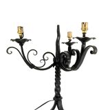 Pair of chandeliers lamps with three wrought iron lights - French work of the 30s