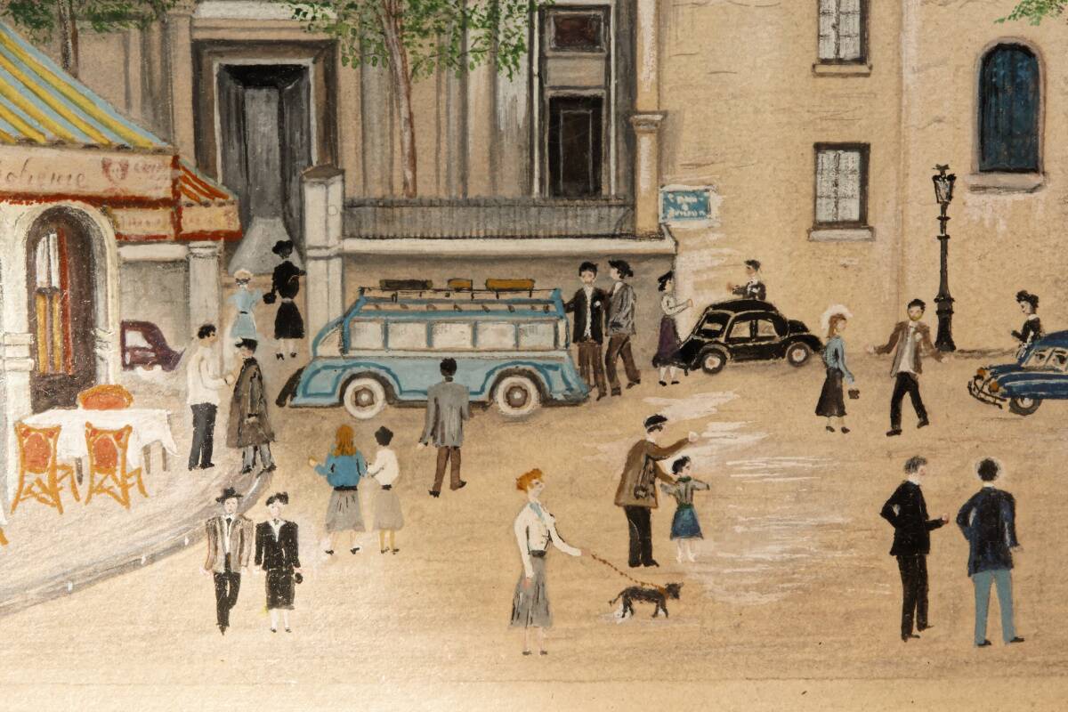 Drawing, Place du Tertre, Montmartre, naive art