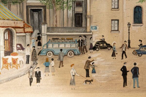 Dessin, la place du Tertre, Montmartre, art naïf