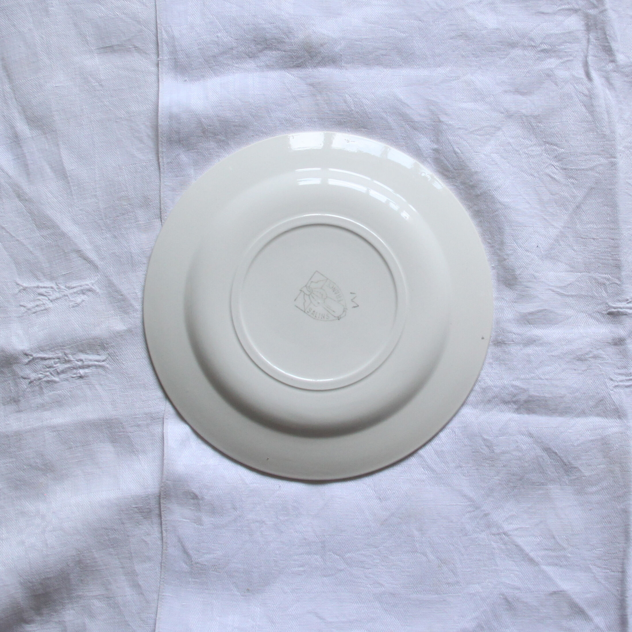 Set of 6 flat plates Salins yellow old earthenware