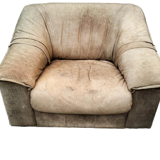 Paire de fauteuil chauffeuse cuir havane 70"