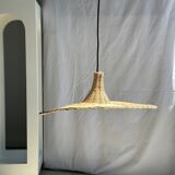 Small suspension, rattan luminaire in hat shape D:60cm